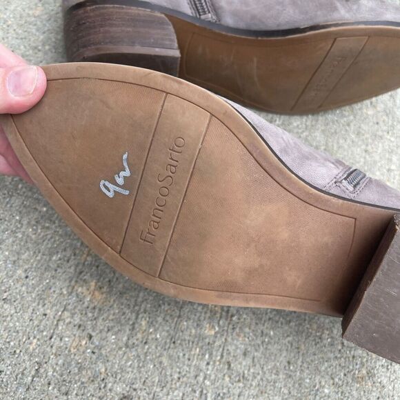 Franco Sarto Laslo Ankle Bootie Womens Size 8M Gray Leather Heeled Almond Toe - Picture 5 of 11